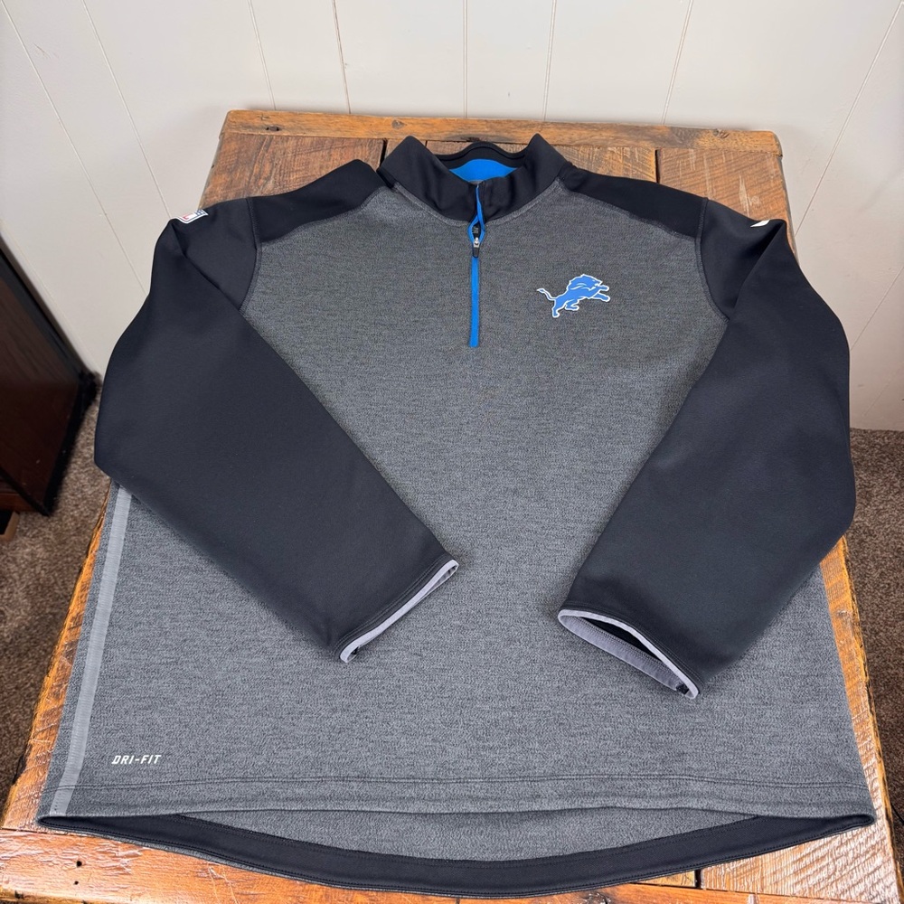 Nike Detroit Lions Dri-Fit Quarter Zip Pullover XXL Gray NFL On Field
